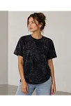Kadın Yıkamalı Washed Effect Tişört Bisiklet Yaka Sokak Stil Kısa Kol T-shirt - Siyah Kadın Yıkamalı Washed Effect Tişört Bisiklet Yaka Sokak Stil Kısa Kol T-shirt - Siyah