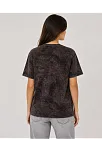 Kadın Yıkamalı Washed Effect Tişört Bisiklet Yaka Sokak Stil Kısa Kol T-shirt - Siyah