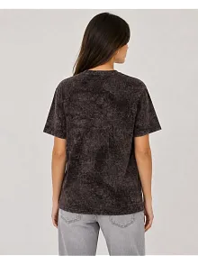 Kadın Yıkamalı Washed Effect Tişört Bisiklet Yaka Sokak Stil Kısa Kol T-shirt - Siyah Kadın Yıkamalı Washed Effect Tişört Bisiklet Yaka Sokak Stil Kısa Kol T-shirt - Siyah