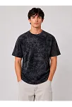 Erkek Yıkamalı Washed Effect Tişört Bisiklet Yaka Sokak Stil Kısa Kol T-shirt - Siyah Erkek Yıkamalı Washed Effect Tişört Bisiklet Yaka Sokak Stil Kısa Kol T-shirt - Siyah