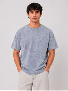 Erkek Yıkamalı Washed Effect Tişört Bisiklet Yaka Sokak Stil Kısa Kol T-shirt - Gri Erkek Yıkamalı Washed Effect Tişört Bisiklet Yaka Sokak Stil Kısa Kol T-shirt - Gri