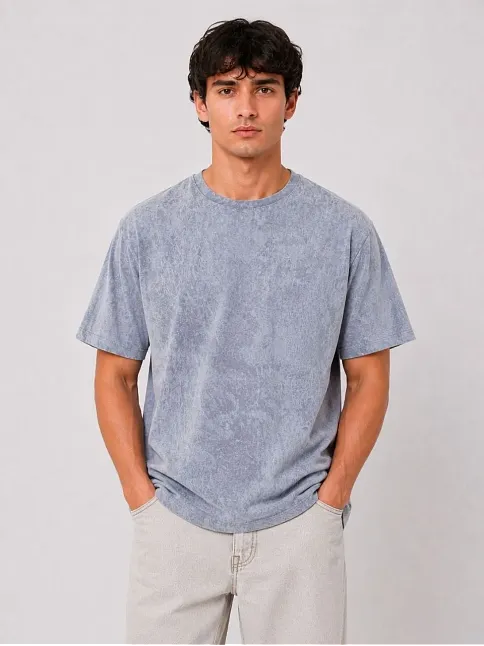 Erkek Yıkamalı Washed Effect Tişört Bisiklet Yaka Sokak Stil Kısa Kol T-shirt - Gri Erkek Yıkamalı Washed Effect Tişört Bisiklet Yaka Sokak Stil Kısa Kol T-shirt - Gri