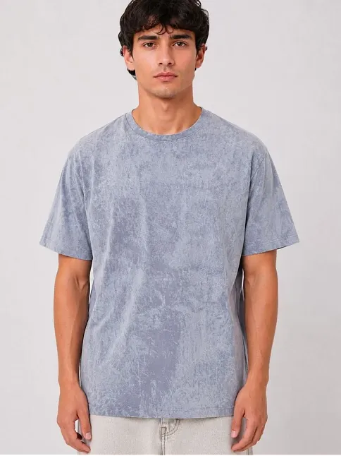 Erkek Yıkamalı Washed Effect Tişört Bisiklet Yaka Sokak Stil Kısa Kol T-shirt - Gri Erkek Yıkamalı Washed Effect Tişört Bisiklet Yaka Sokak Stil Kısa Kol T-shirt - Gri