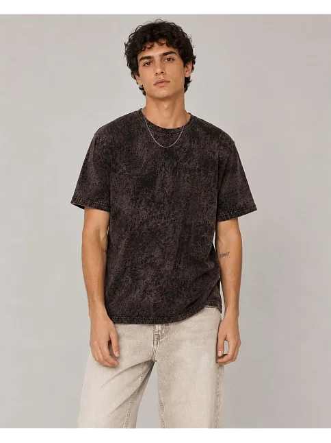 Erkek Yıkamalı Washed Effect Tişört Bisiklet Yaka Sokak Stil Kısa Kol T-shirt - Füme Erkek Yıkamalı Washed Effect Tişört Bisiklet Yaka Sokak Stil Kısa Kol T-shirt - Füme