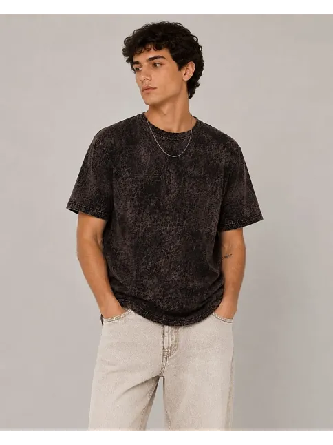 Erkek Yıkamalı Washed Effect Tişört Bisiklet Yaka Sokak Stil Kısa Kol T-shirt - Füme Erkek Yıkamalı Washed Effect Tişört Bisiklet Yaka Sokak Stil Kısa Kol T-shirt - Füme
