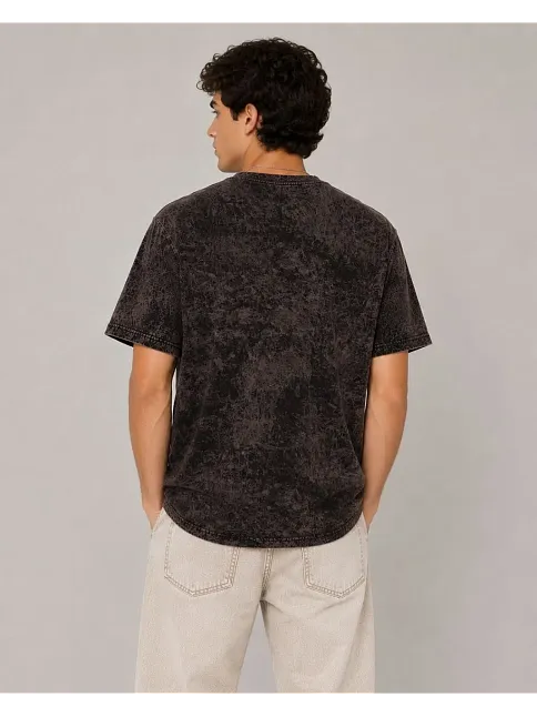Erkek Yıkamalı Washed Effect Tişört Bisiklet Yaka Sokak Stil Kısa Kol T-shirt - Füme Erkek Yıkamalı Washed Effect Tişört Bisiklet Yaka Sokak Stil Kısa Kol T-shirt - Füme