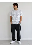Erkek Batik Desenli Tişört Bisiklet Yaka Kısa Kol Regular Fit T-shirt - Gri Erkek Batik Desenli Tişört Bisiklet Yaka Kısa Kol Regular Fit T-shirt - Gri