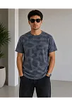 Erkek Batik Desenli Tişört Bisiklet Yaka Kısa Kol Regular Fit T-shirt - Füme Erkek Batik Desenli Tişört Bisiklet Yaka Kısa Kol Regular Fit T-shirt - Füme