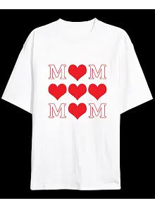 Anneler Günü Hediye Mom Kalp Baskılı Oversize Bisiklet Yaka T-shirt - Beyaz Anneler Günü Hediye Mom Kalp Baskılı Oversize Bisiklet Yaka T-shirt - Beyaz