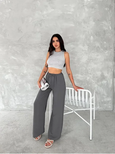 Kadın Ayrobin Oversize Kadın Pantolon - Füme Kadın Ayrobin Oversize Kadın Pantolon - Füme