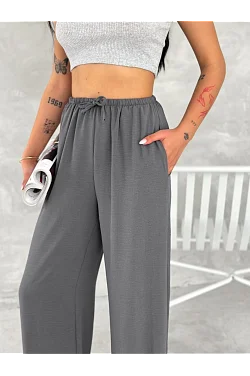 Kadın Ayrobin Oversize Kadın Pantolon - Füme