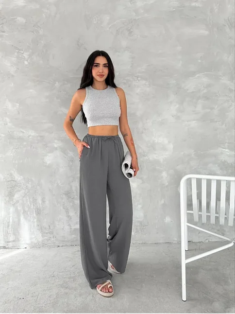 Kadın Ayrobin Oversize Kadın Pantolon - Füme Kadın Ayrobin Oversize Kadın Pantolon - Füme