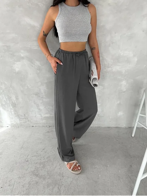 Kadın Ayrobin Oversize Kadın Pantolon - Füme Kadın Ayrobin Oversize Kadın Pantolon - Füme