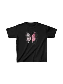 Çocuk Kız Baskılı T-shirt - Siyah