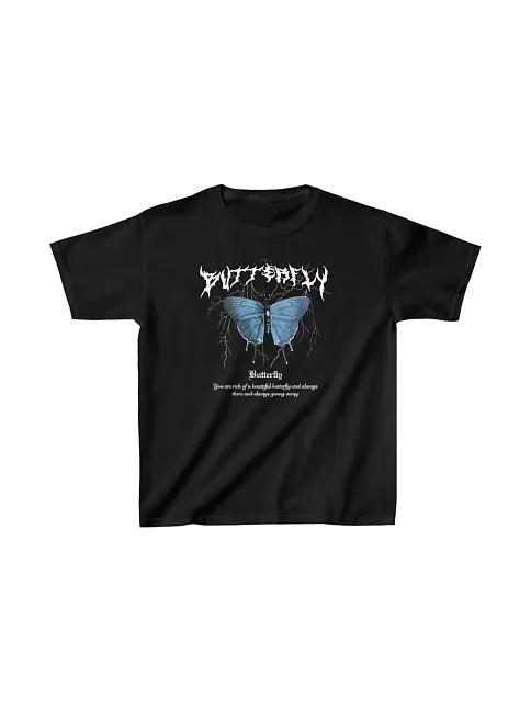 Çocuk Kız Baskılı T-shirt - Siyah
