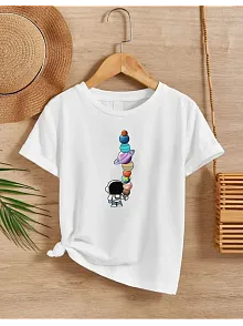 Kız Çocuk Baskılı T-shirt - Beyaz