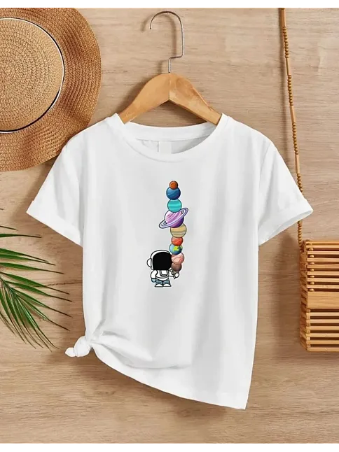 Kız Çocuk Baskılı T-shirt - Beyaz