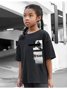 Çocuk Unisex Baskılı T-shirt - Siyah
