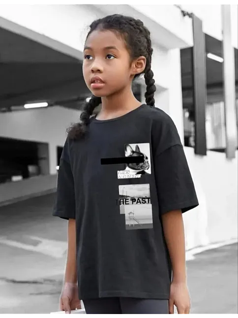 Çocuk Unisex Baskılı T-shirt - Siyah