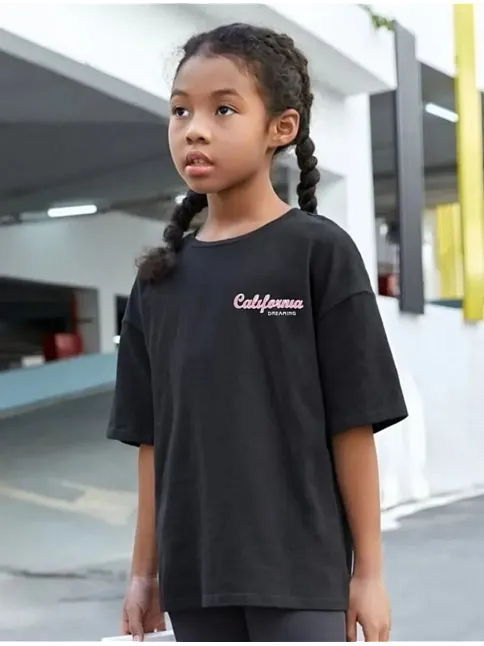 Çocuk Unisex Baskılı T-shirt - Siyah