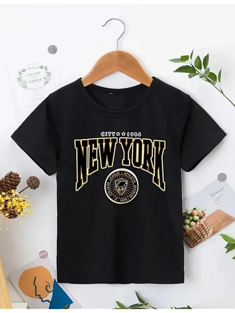Çocuk Unisex Baskılı T-shirt - Siyah