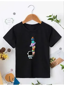 Çocuk Unisex Baskılı T-shirt - Siyah