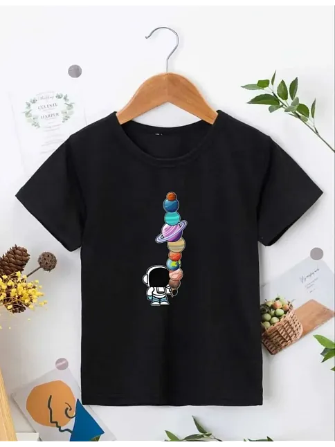 Çocuk Unisex Baskılı T-shirt - Siyah