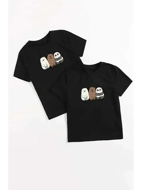 Çocuk Unisex Baskılı T-shirt - Siyah