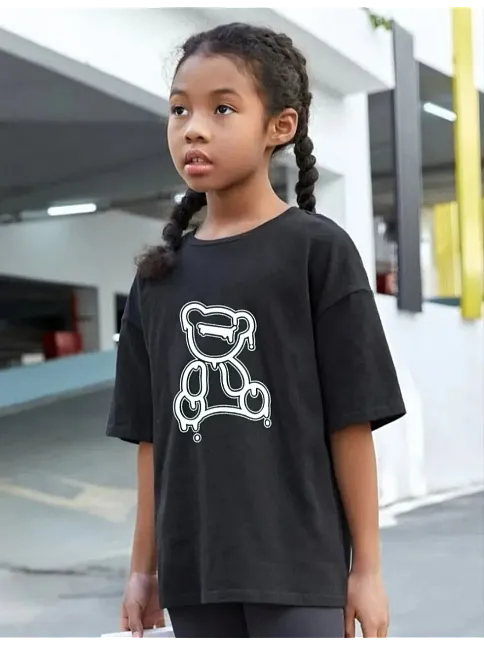Çocuk Unisex Baskılı T-shirt - Siyah