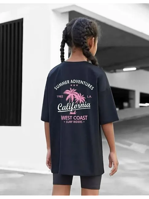 Çocuk Unisex Baskılı T-shirt - Siyah