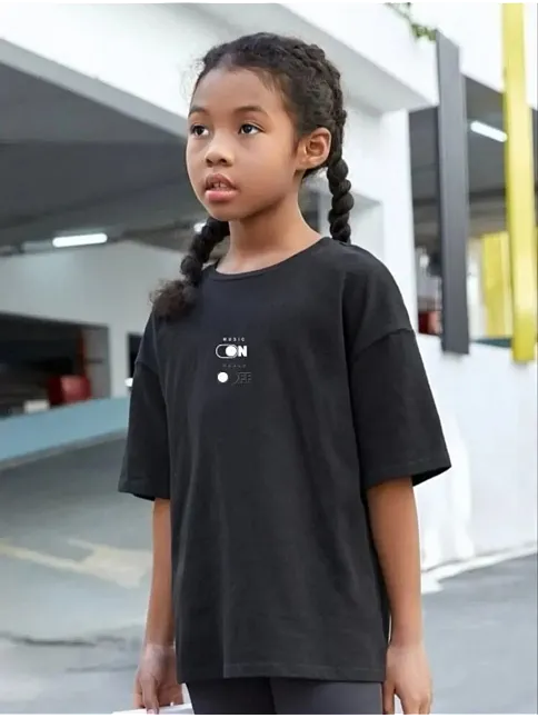 Çocuk Unisex Baskılı T-shirt - Siyah