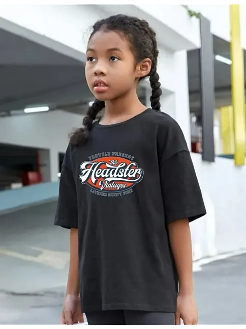 Çocuk Unisex Baskılı T-shirt-siyah