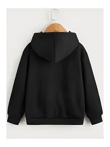 Çocuk Unisex Kapüşonlu Çizgi Kalp Baskılı Sweatshirt - Siyah