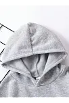 Çocuk Unisex Kapüşonlu Kedicik Baskılı Pamuklu Sweatshirt - Gri