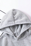 Çocuk Unisex Kapüşonlu Kedicik Baskılı Pamuklu Sweatshirt - Gri