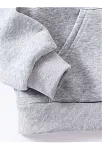 Çocuk Unisex Kapüşonlu Kedicik Baskılı Pamuklu Sweatshirt - Gri