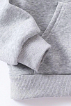 Çocuk Unisex Kapüşonlu Kedicik Baskılı Pamuklu Sweatshirt - Gri