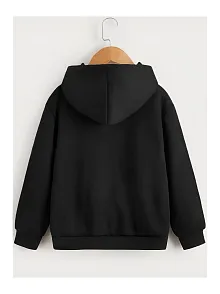 Çocuk Unisex Kapüşonlu Tatlı Kedi Baskılı Sweatshirt - Siyah