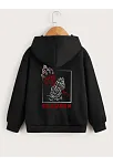 Çocuk Unisex Kapüşonlu Ön Ve Arka Blessed Baskılı Sweatshirt - Siyah