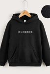 Çocuk Unisex Kapüşonlu Ön Ve Arka Blessed Baskılı Sweatshirt - Siyah