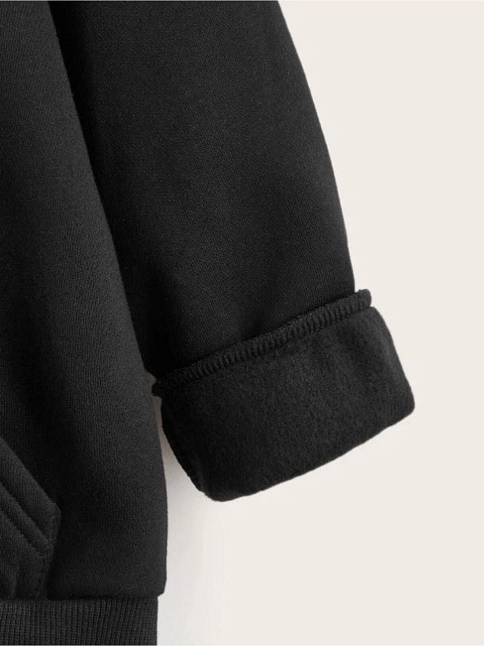 Çocuk Unisex Kapüşonlu Ön Ve Arka Blessed Baskılı Sweatshirt - Siyah