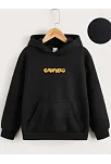 Çocuk Unisex Kapüşonlu Ön Ve Arka Garfield Baskılı Sweatshirt - Siyah