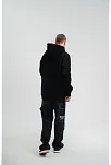 Erkek 3 İplik Pamuklu Oversize Kapüşonlu Nakışlı Hoodie Sweatshirt - Siyah