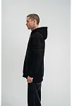 Erkek 3 İplik Pamuklu Oversize Kapüşonlu Nakışlı Hoodie Sweatshirt - Siyah
