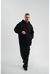 Erkek 3 İplik Pamuklu Oversize Kapüşonlu Nakışlı Hoodie Sweatshirt - Siyah