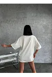 Kadın Düz T-shirt Kısa Kol Bisiklet Yaka Oversize Rahat Kalıp Günlük Tişört - Beyaz