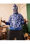 Unisex 2 İplik Bape Kapüşonu Fermuarlı Hırka - Mavi