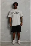 Erkek Baskılı Tişört Kısa Kol Bisiklet Yaka Oversize T-shirt - Gri