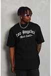 Erkek Baskılı Tişört Kısa Kol Bisiklet Yaka Oversize T-shirt - Siyah