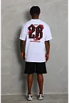Erkek Baskılı Tişört Kısa Kol Bisiklet Yaka Oversize T-shirt - Beyaz
